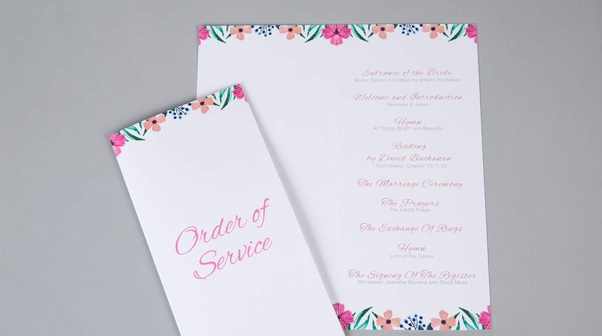 Wedding Order of Service with Fold